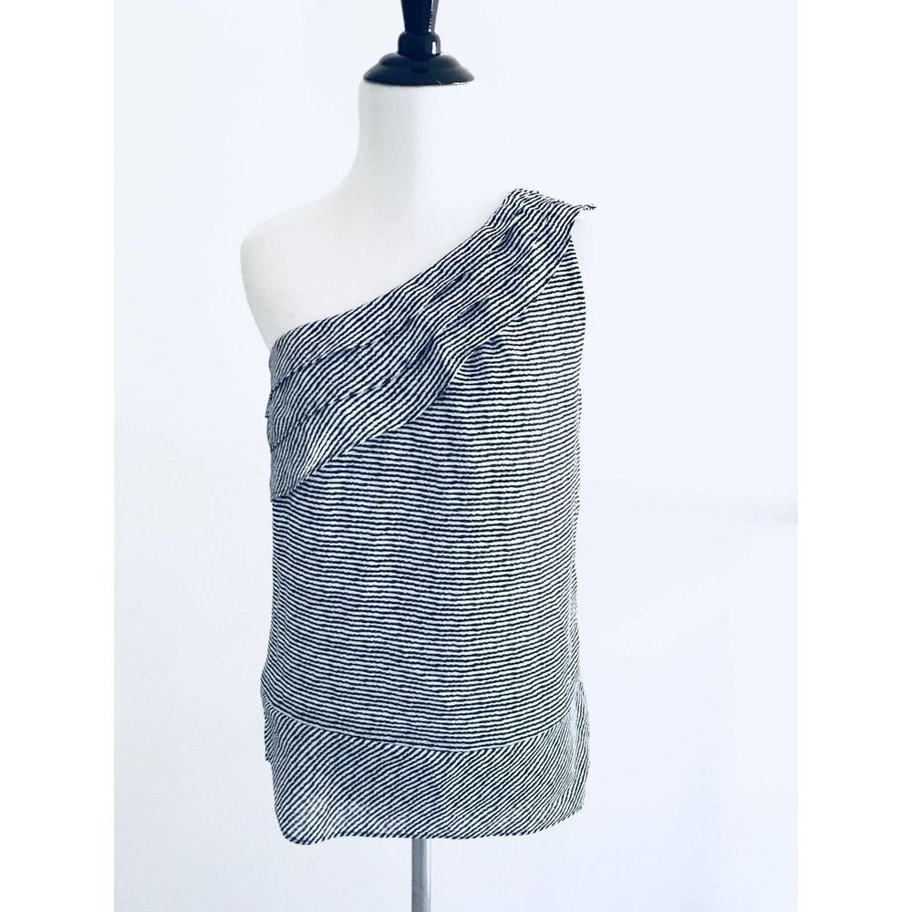 The Limited | Womens One Shoulder Top Size XS Ruffle Sleeveless Sheer Black